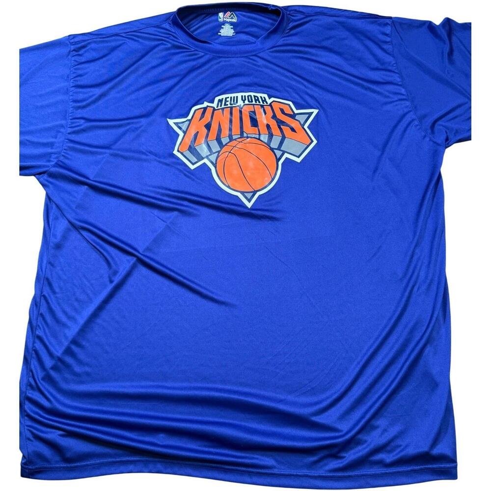 Majestic New York Knicks T Shirt Graphic Tee Activewear Blue 4Xl